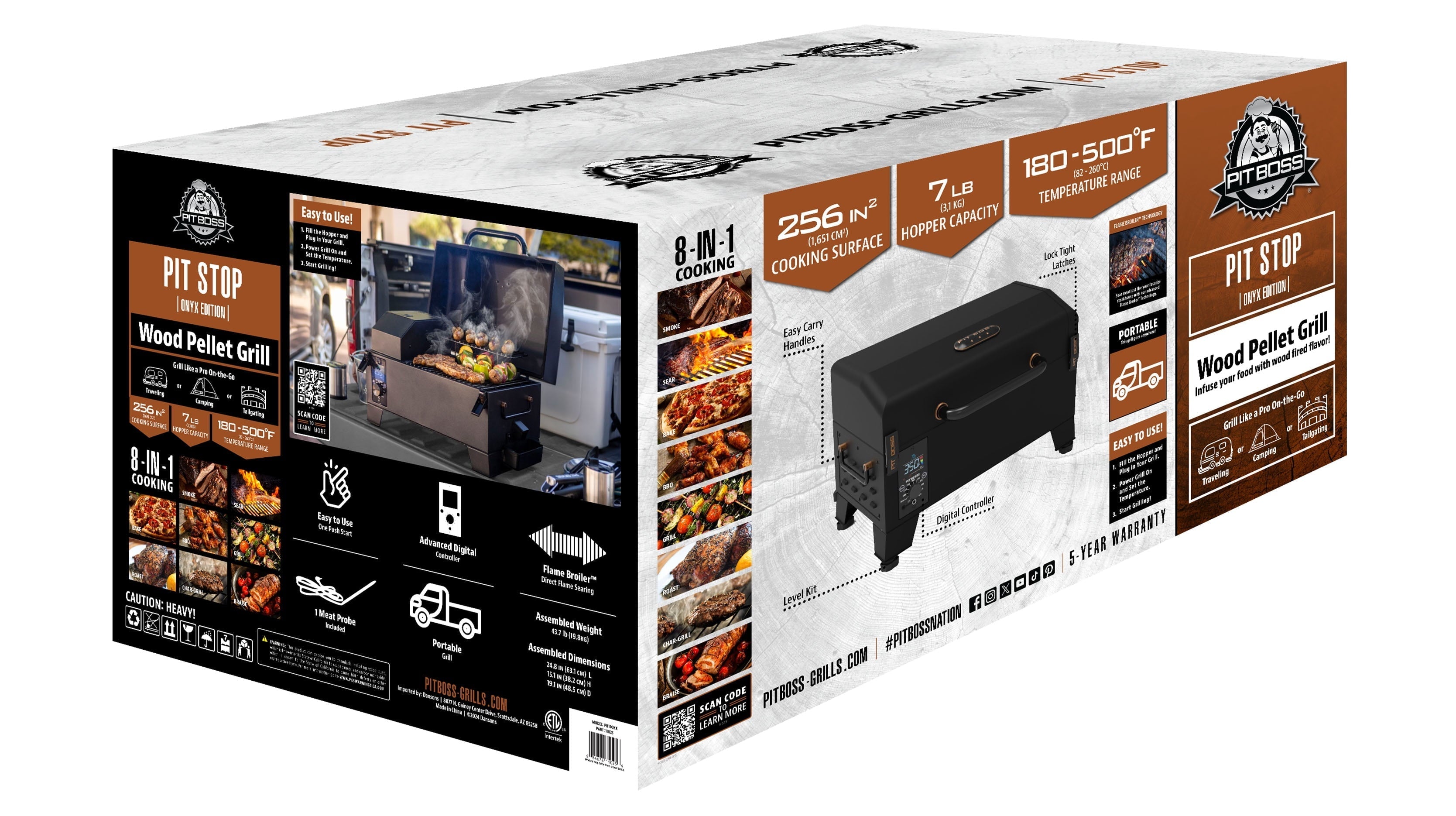 Pit Boss Tabletop Pellet Smoker, 250 Square Inch Wood Fired Pellet Grill, Onyx Series