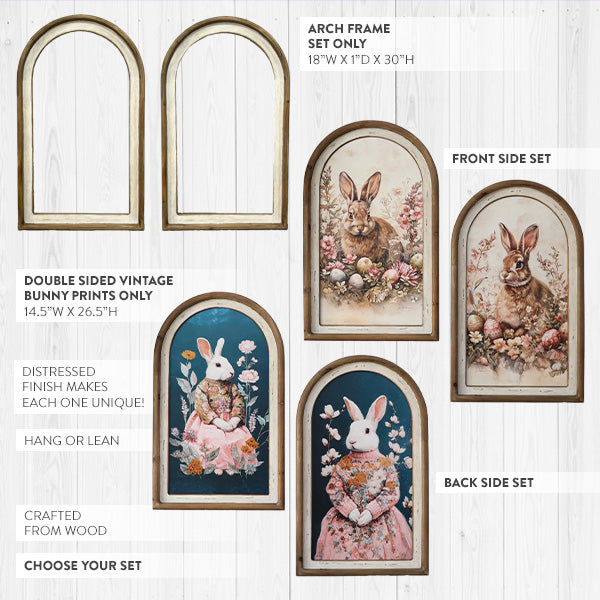 Double-Sided Vintage Bunny Arch Prints Set of 2 | Switch-a-Print Series