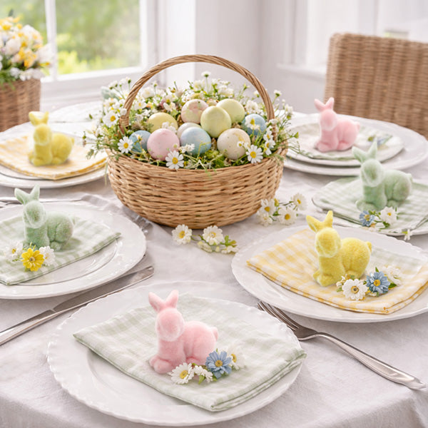 Pastel Bunny Figurines, Set of 6