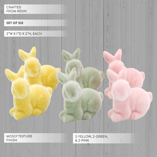 Pastel Bunny Figurines, Set of 6