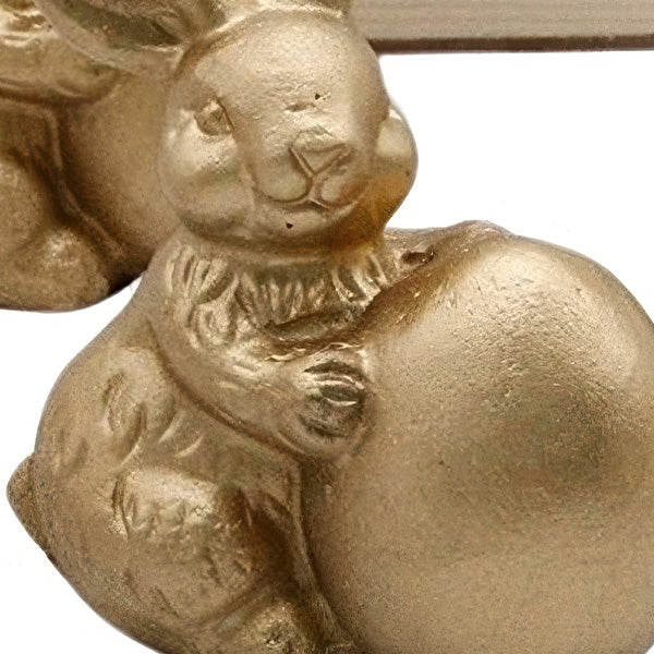 Distressed Gold Easter Bunny Figurines with Eggs, Set of Six