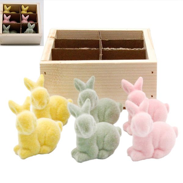Pastel Bunny Figurines, Set of 6