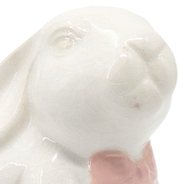 Cream Bunny Figurine with Pink Bow
