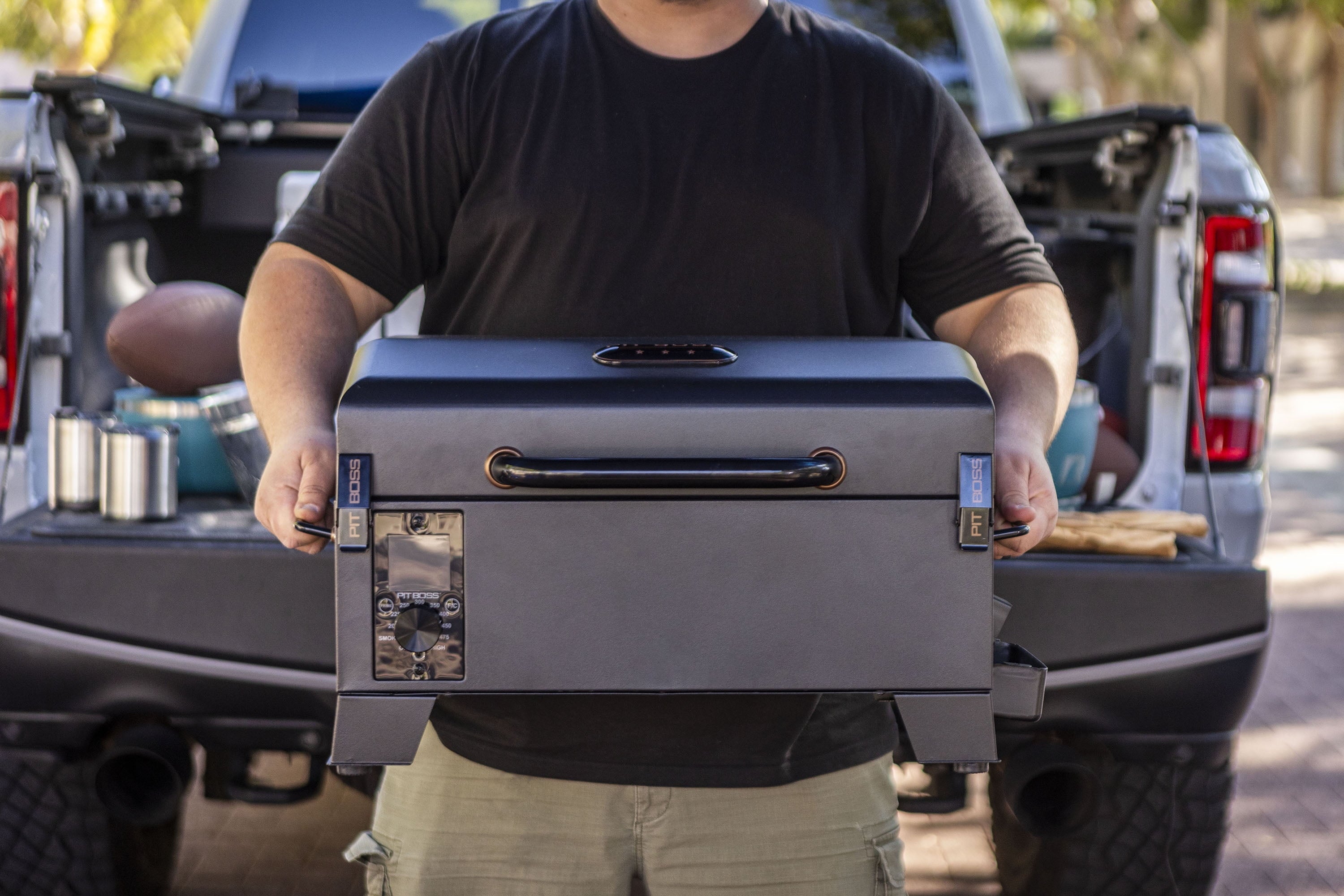 Pit Boss Tabletop Pellet Smoker, 250 Square Inch Wood Fired Pellet Grill, Onyx Series