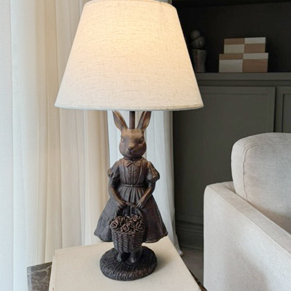Vintage-Inspired Rabbit Couple Table Lamps, Set of 2