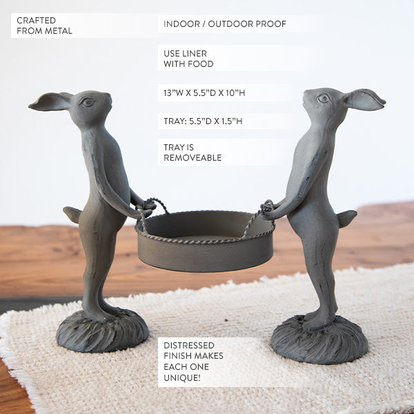 Standing Bunny Duo with Removable Tray | Indoor/Outdoor