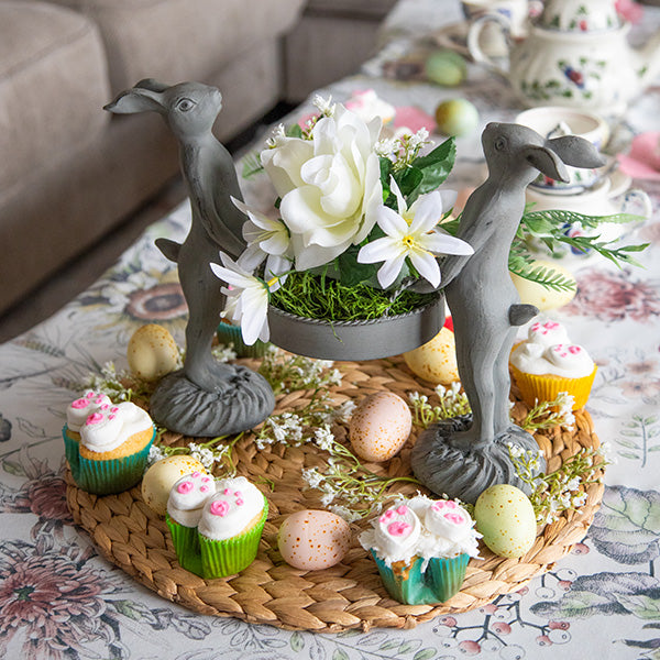 Standing Bunny Duo with Removable Tray | Indoor/Outdoor