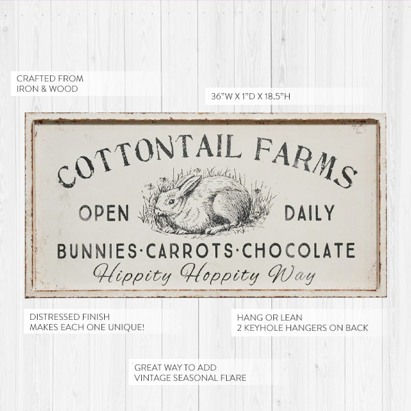 36 Inch Vintage Inspired Cottontail Farms Bunny Art
