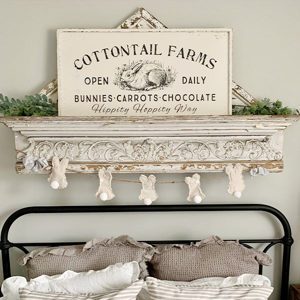 36 Inch Vintage Inspired Cottontail Farms Bunny Art
